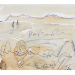 Markey Robinson - COTTAGE BY THE SHORE - Pen & Ink Drawing with Watercolour Wash - 6 x 7 inches -