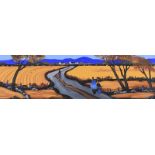 J.P. Rooney - THE CORNFIELDS - Oil on Board - 7 x 24 inches - Signed