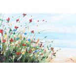 Lorna Millar - BANK OF WILD FLOWERS - Oil on Board - 20 x 30 inches - Signed