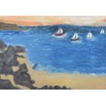 Mary E. Weatherup - SAILING - Oil on Board - 16 x 23 inches - Unsigned