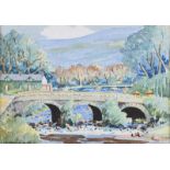 R. Macdonald Ross - BRIDGE NEAR ROSTREVOR - Watercolour Drawing - 5 x 7 inches - Signed