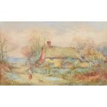 Sylvester Stannard RBA - A COTTAGE IN SURREY - Watercolour Drawing - 12 x 21 inches - Signed