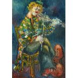 Gladys Maccabe HRUA - MUSICAL CLOWN - Oil on Canvas - 22 x 15 inches - Signed