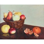 Irish School - STILL LIFE, BASKET OF FRUIT - Oil on Board - 14 x 18 inches - Unsigned