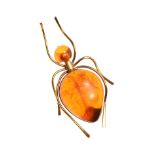 AMBER-SET BUG BROOCH