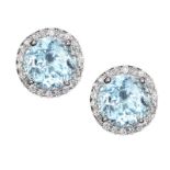 18CT WHITE GOLD AQUAMARINE AND DIAMOND EARRINGS