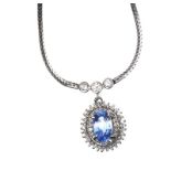 PLATINUM SAPPHIRE AND DIAMOND NECKLACE