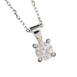 18CT WHITE GOLD DIAMOND SOLITAIRE PENDANT AND CHAIN