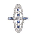 18CT WHITE GOLD SAPPHIRE AND DIAMOND RING