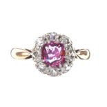 MID-CARAT RUBY AND DIAMOND CLUSTER RING