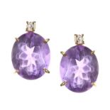 18CT GOLD AMETHYST AND DIAMOND EARRINGS