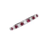 18CT WHITE GOLD RUBY AND DIAMOND RING