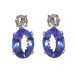 18CT WHITE GOLD TANZANITE AND DIAMOND EARRINGS