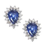 18CT WHITE GOLD SAPPHIRE AND DIAMOND EARRINGS