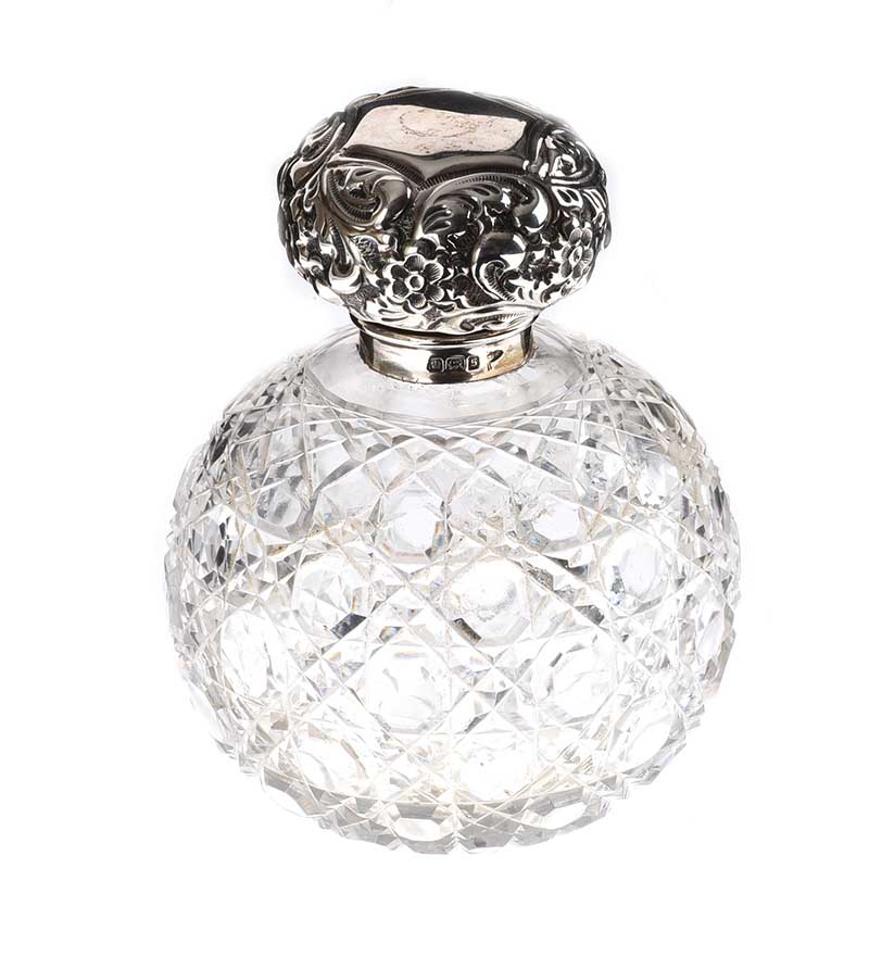 CUT GLASS PERFUME BOTTLE