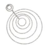 18CT WHITE GOLD DIAMOND PENDANT OF 'CIRCLES' DESIGN