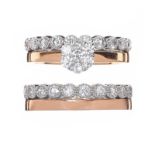 SET OF TWO 18CT ROSE AND WHITE GOLD DIAMOND RINGS