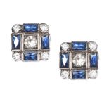 18CT WHITE GOLD SAPPHIRE AND DIAMOND EARRINGS