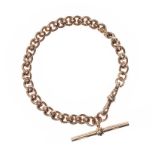 ANTIQUE 9CT GOLD ROLLER-LINK BRACELET WITH T-BAR