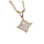 18CT GOLD CHAIN AND 9CT GOLD DIAMOND PENDANT