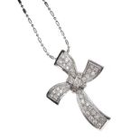 18CT WHITE GOLD DIAMOND CROSS NECKLACE