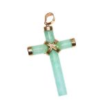 14CT GOLD JADE CROSS