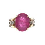 9CT GOLD RUBY AND DIAMOND RING