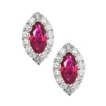 18CT WHITE GOLD RUBY AND DIAMOND EARRINGS