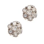 18CT WHITE GOLD DIAMOND FLORAL CLUSTER EARRINGS