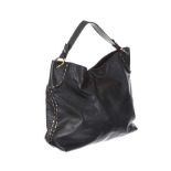 BLACK LEATHER HANDBAG