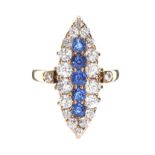 VICTORIAN 18CT GOLD SAPPHIRE AND DIAMOND RING