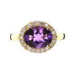 18CT GOLD AMETHYST AND DIAMOND RING