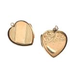 PAIR OF 9CT GOLD HEART SHAPED LOCKETS