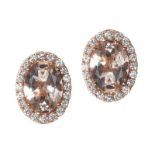 18CT ROSE GOLD MORGANITE AND DIAMOND EARRINGS