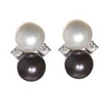 18CT WHITE GOLD PEARL AND DIAMOND EARRINGS