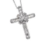 18CT WHITE GOLD DIAMOND CROSS NECKLACE