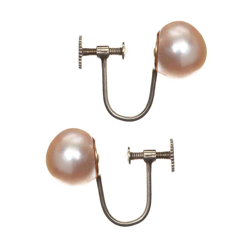 9CT WHITE GOLD FAUX PEARL EARRINGS - Image 2 of 2