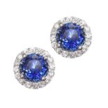 18CT WHITE GOLD SAPPHIRE AND DIAMOND EARRINGS