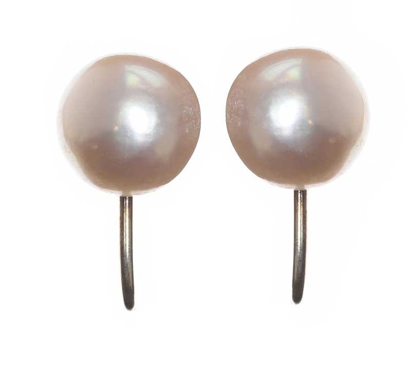 9CT WHITE GOLD FAUX PEARL EARRINGS