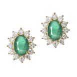 18CT GOLD EMERALD AND DIAMOND EARRINGS