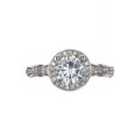 18CT WHITE GOLD MOISSANITE AND DIAMOND RING