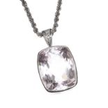 18CT WHITE GOLD MORGANITE AND DIAMOND NECKLACE