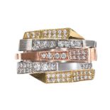 18CT GOLD DIAMOND RING IN THREE TONES OF GOLD