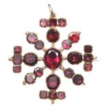 GEORGIAN GOLD ALMANDINE GARNET BROOCH/PENDANT