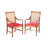 PAIR OF BERGERE BACK ARMCHAIRS