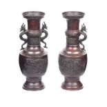 PAIR OF JAPANESE BRONZE VASES