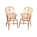 PAIR OF ASH WINDSOR ARMCHAIRS