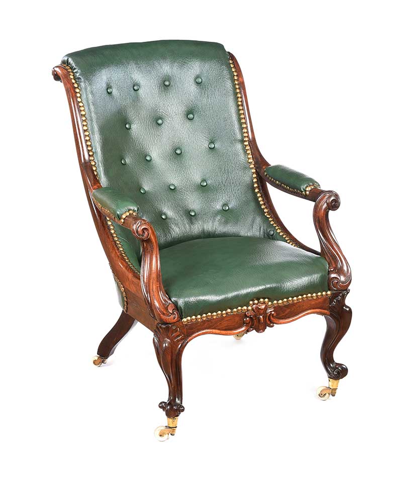 WILLIAM IV ROSEWOOD LIBRARY CHAIR