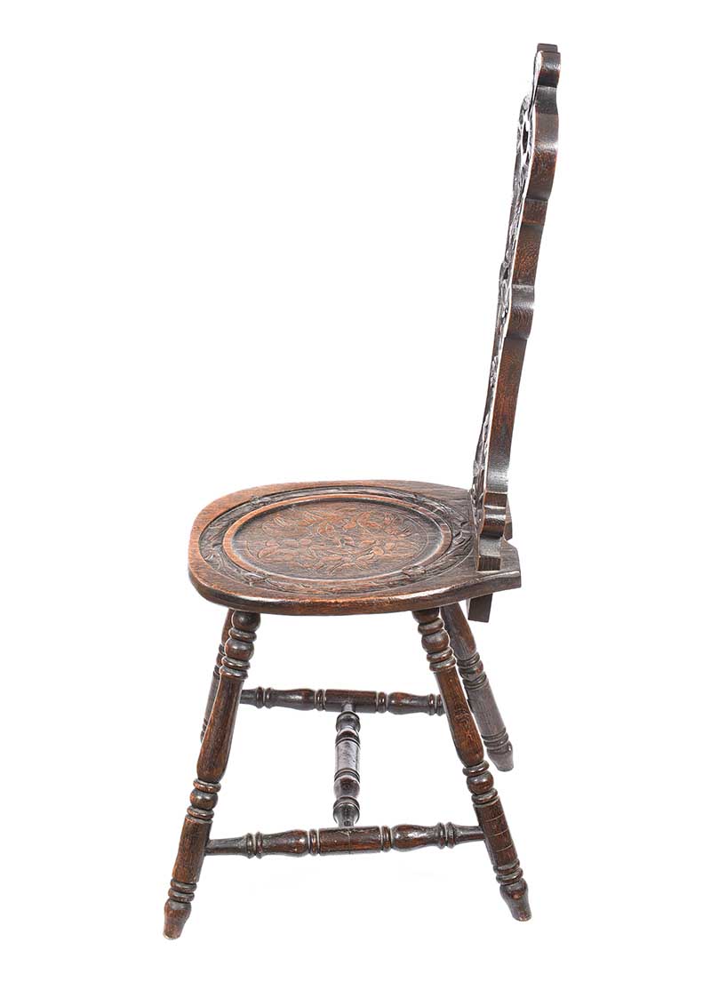 ANTIQUE CARVED OAK SPINNING CHAIR - Image 6 of 8