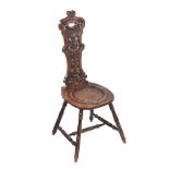 ANTIQUE CARVED OAK SPINNING CHAIR